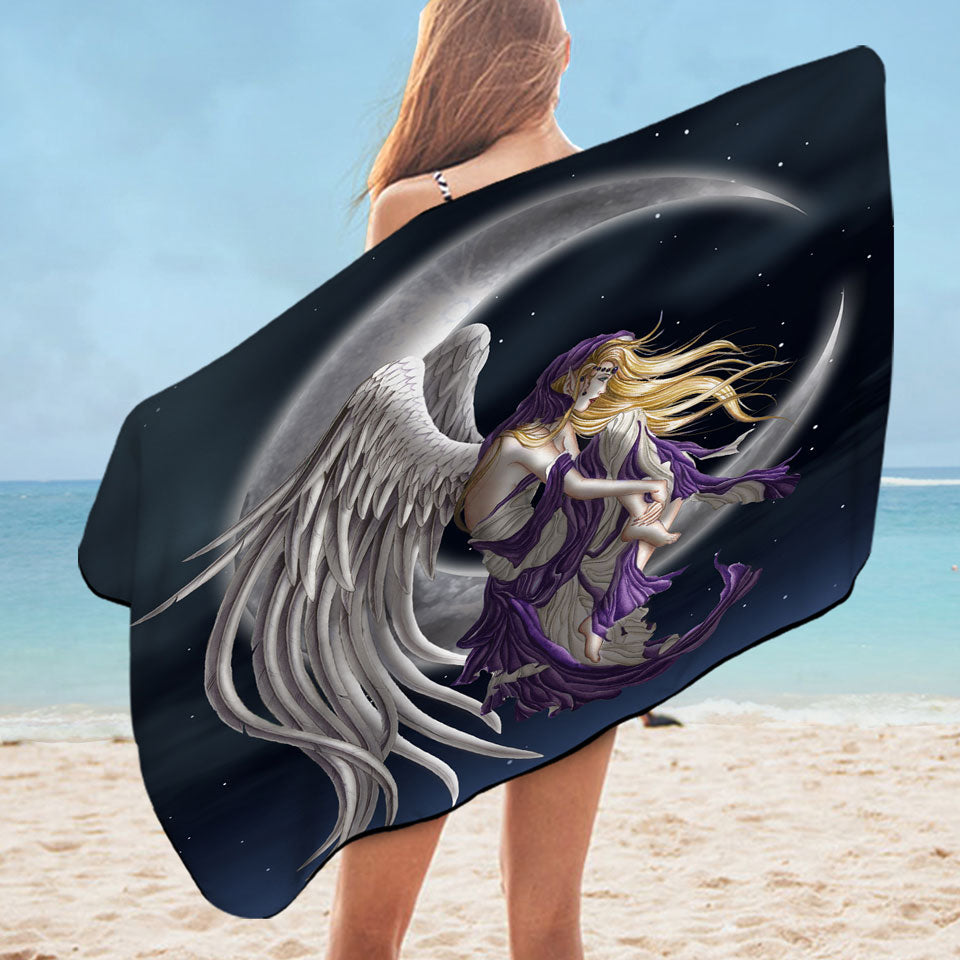 Touching Fantasy Art the Moon Dreamer Fairy Pool Towels for Sale