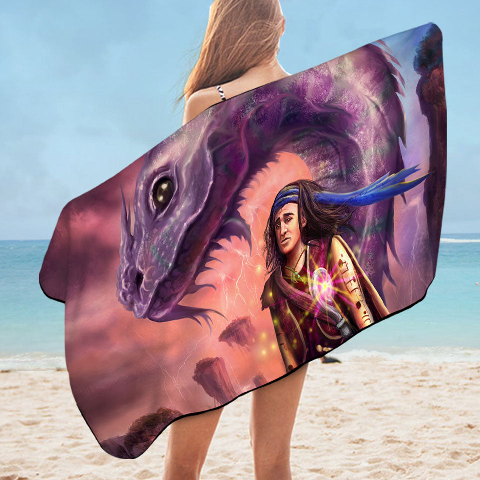 Towel with Dragon and Thrakos Cool Fantasy Art