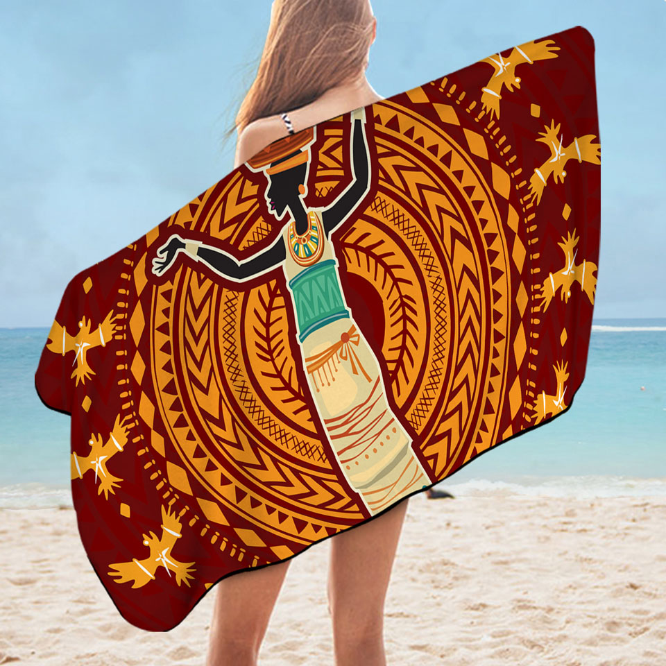 Traditional African Woman Unique Beach Towels
