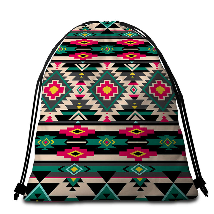 Traditional Aztec Multicolor Beach Towel Bags