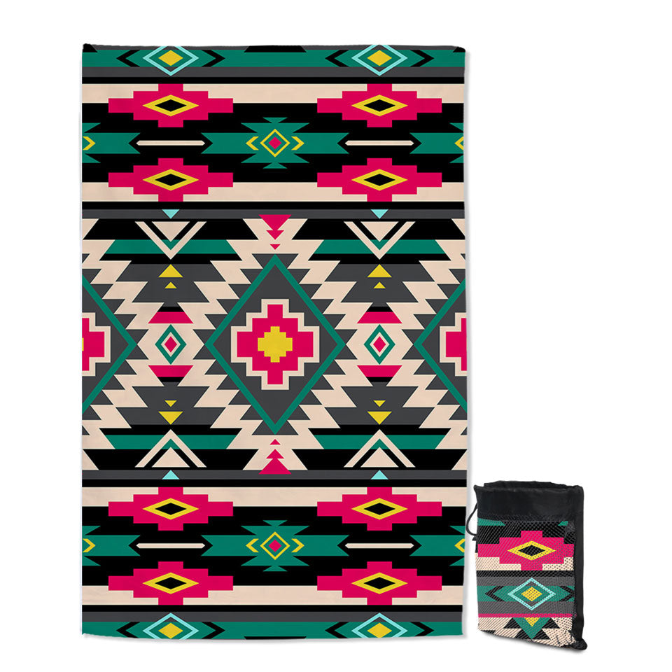 Traditional Aztec Multicolor Microfiber Towels For Travel