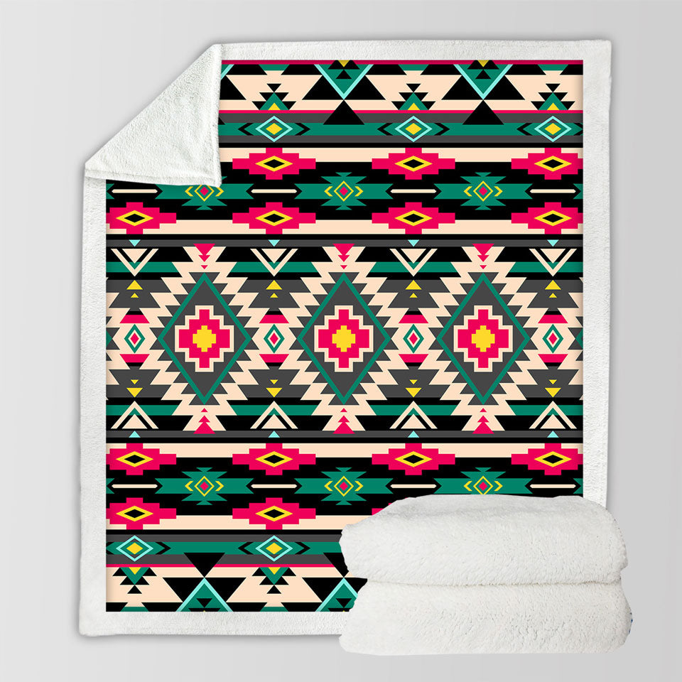 Traditional Aztec Multicolor Throw Blankets