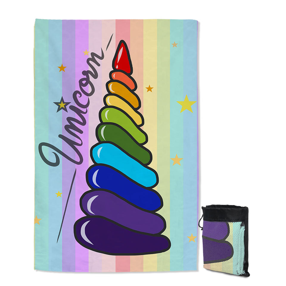 Travel Beach Towel for Children Rainbow Unicorn_s Horn