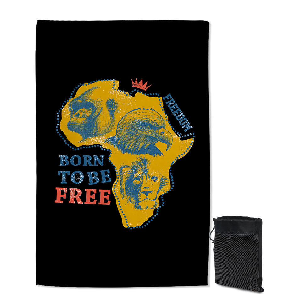 Travel Beach Towel with Gorilla Lion and Eagle The African Map