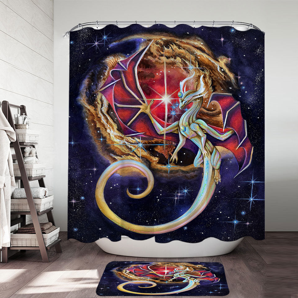 Trendy Shower Curtains Fantasy Art Dragon Echoes of Light