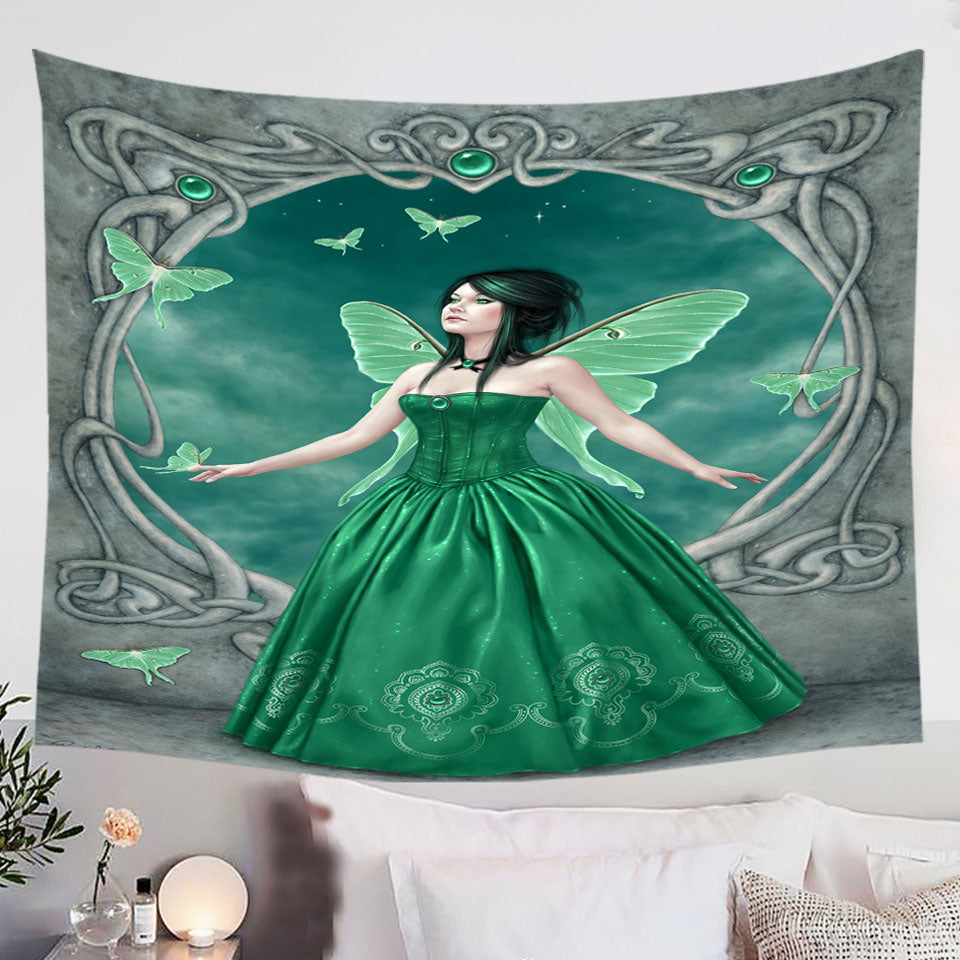 Trendy-Tapestry-with-Butterflies-and-Green-Emerald-Butterfly-Girl
