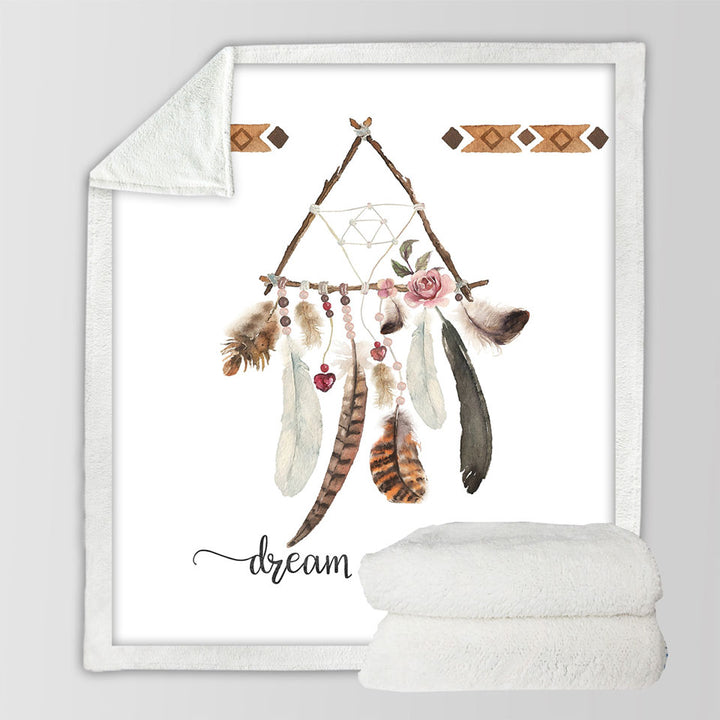 Triangular Native Dream Catcher Sherpa Blanket
