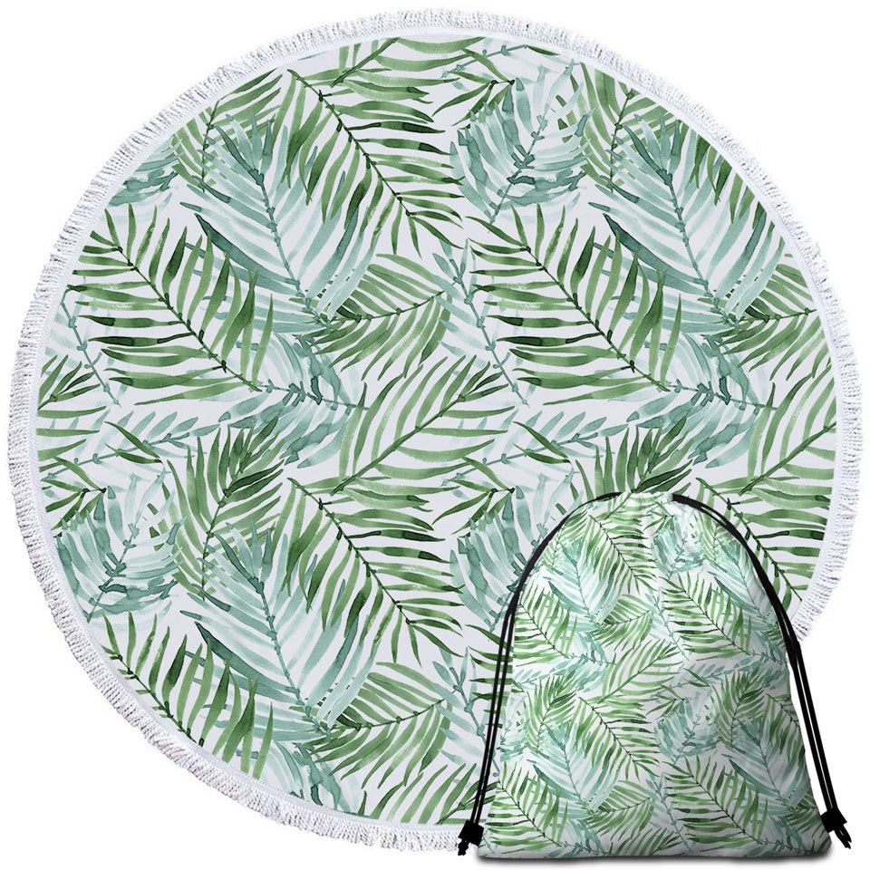 Tropical Beach Towels Green Palm Leaves