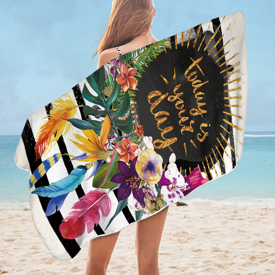 Tropical Beach Towels with Flowers Encouragement