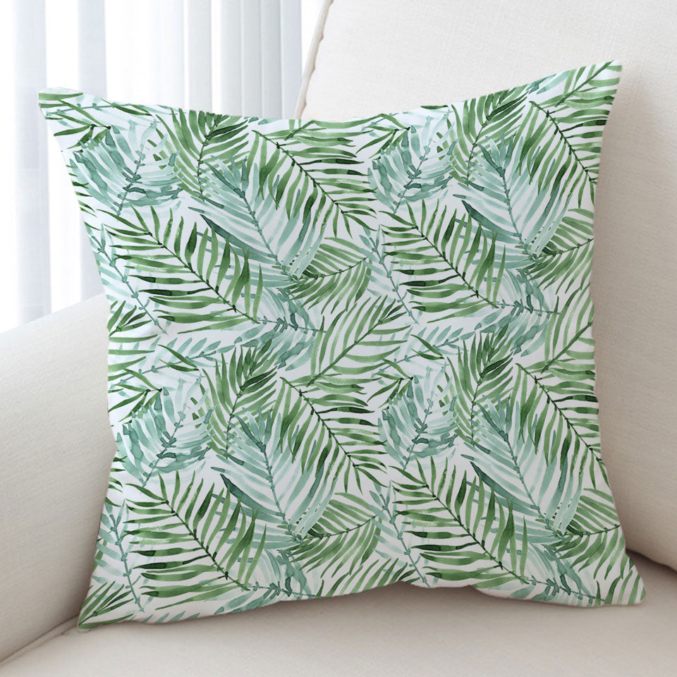 Tropical Cushion Covers Green Palm Leaves