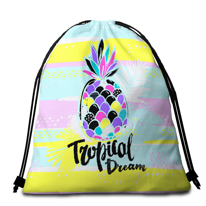 Tropical Dream a Multi Colored Pineapple Beach Towel Bags