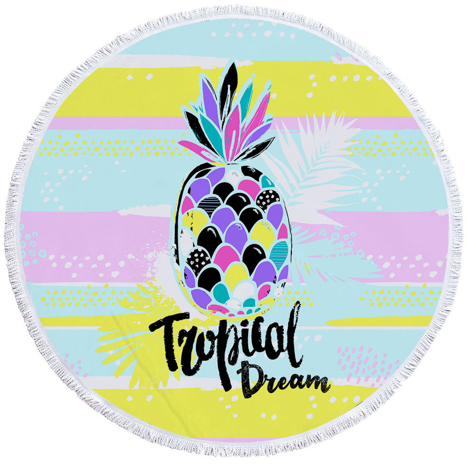 Tropical Dream a Multi Colored Pineapple Beach Towels