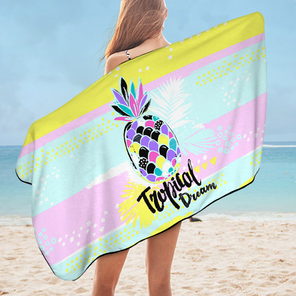 Tropical Dream a Multi Colored Pineapple Beautiful Beach Towels