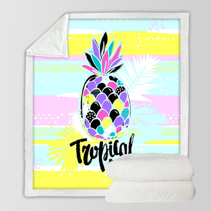 Tropical Dream a Multi Colored Pineapple Decorative Blankets