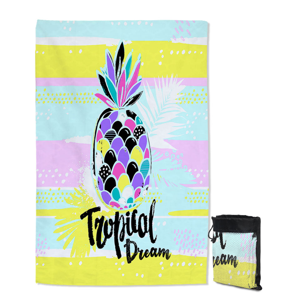 Tropical Dream a Multi Colored Pineapple Travel Beach Towel
