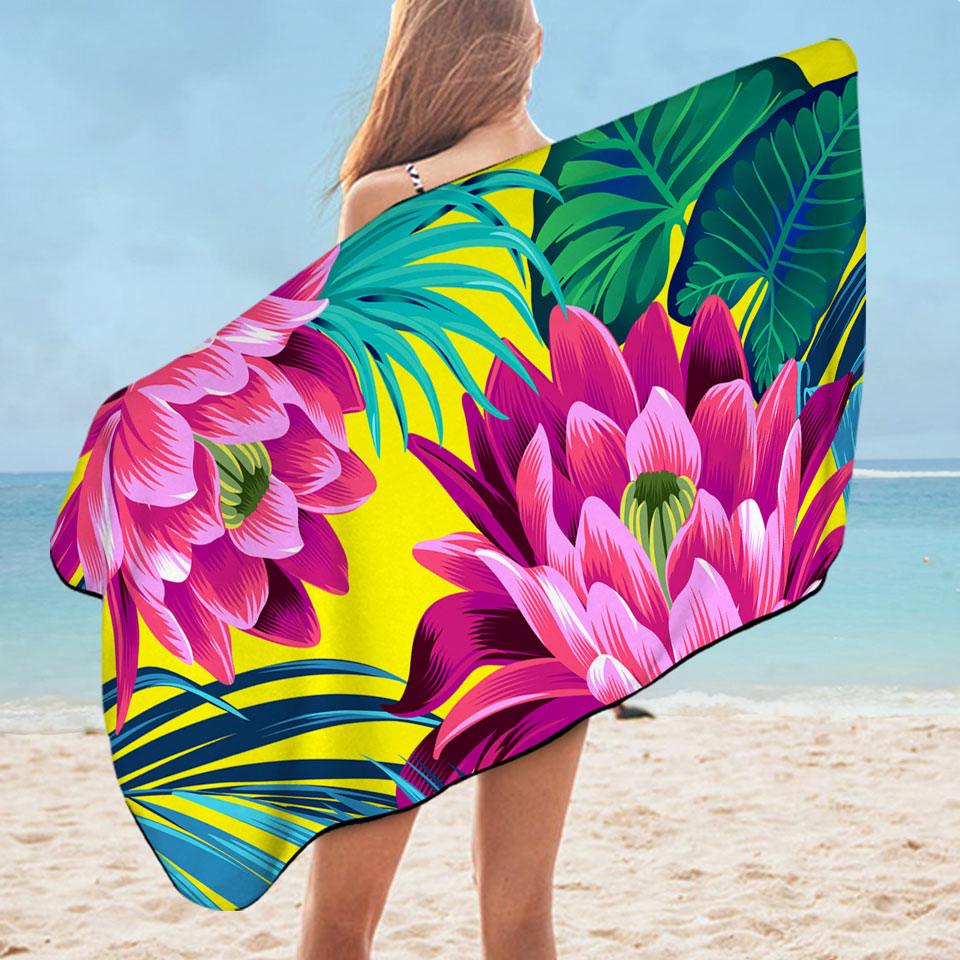 Tropical Flowers Microfibre Beach Towels
