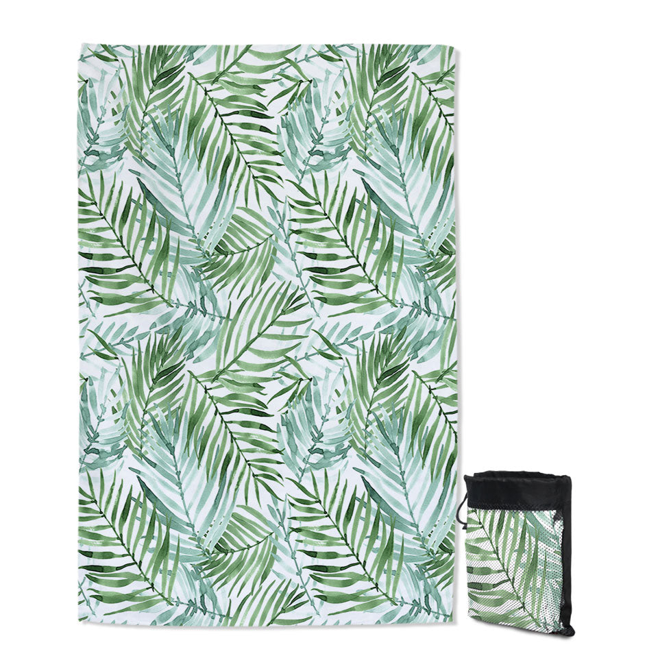 Tropical Giant Beach Towel Green Palm Leaves