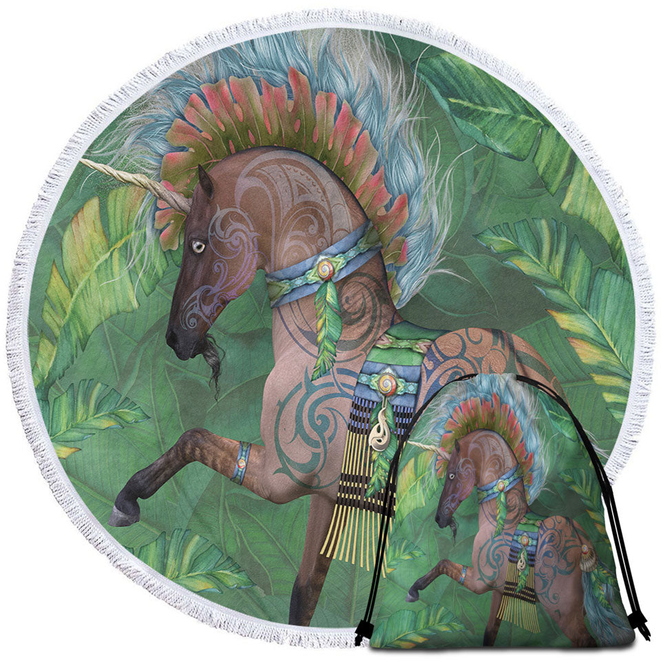 Tropical Leaf Beach Towels and Bags Set Rawiri Unicorn