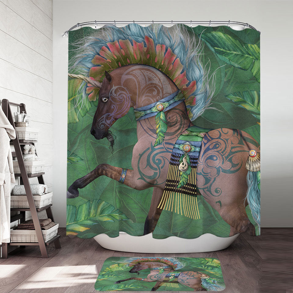 Tropical Leaf Shower Curtain Rawiri Unicorn