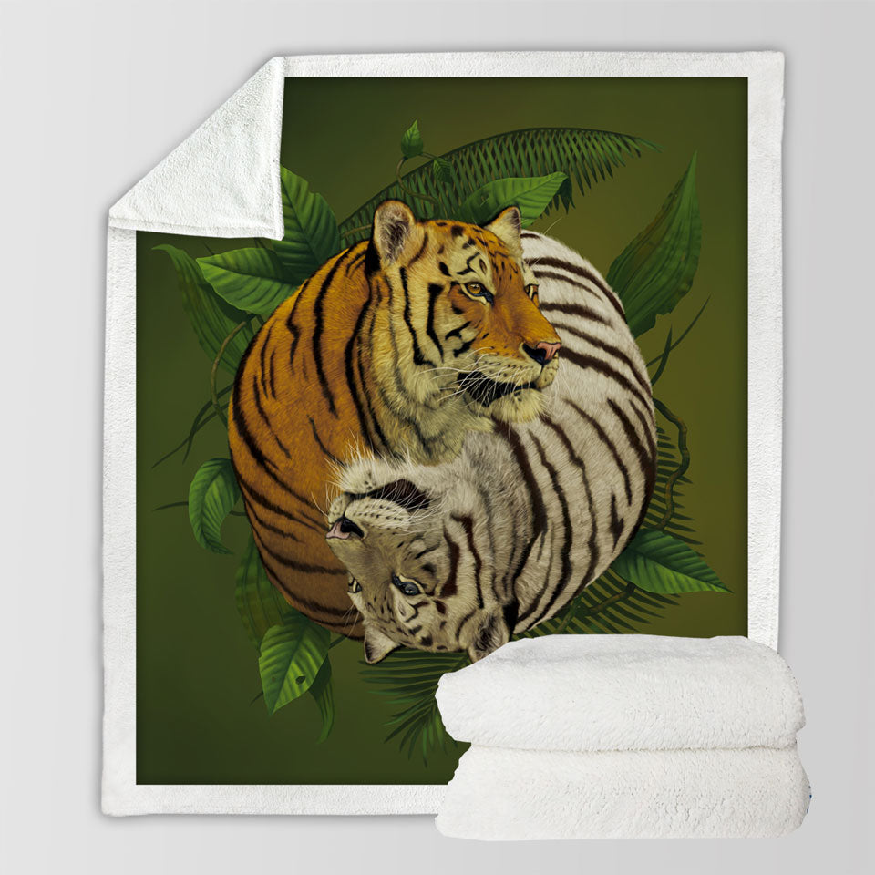 products/Tropical-Leaves-Yin-Yang-Tiger-Sherpa-Blanket