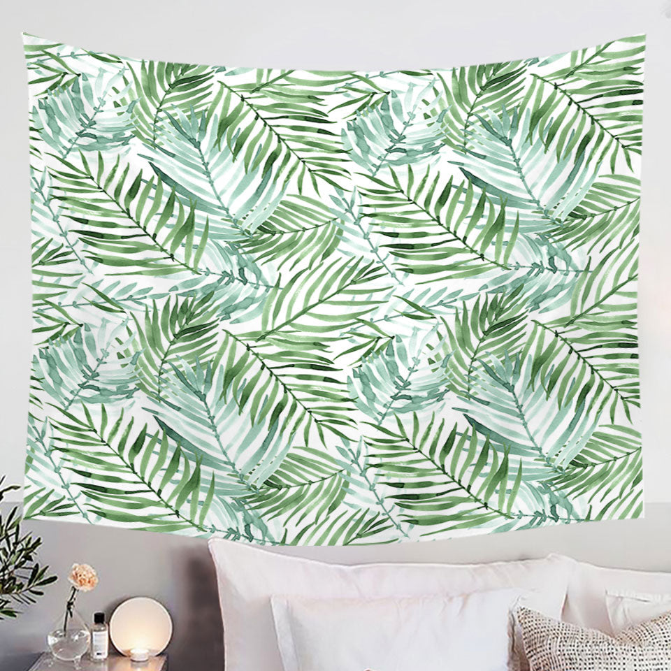 Tropical Mood Green Palm Leaves Wall Decor Tapestry
