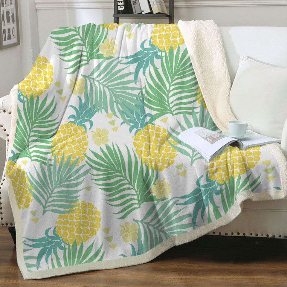Tropical Mood Pineapple and Leaves Couch Throws