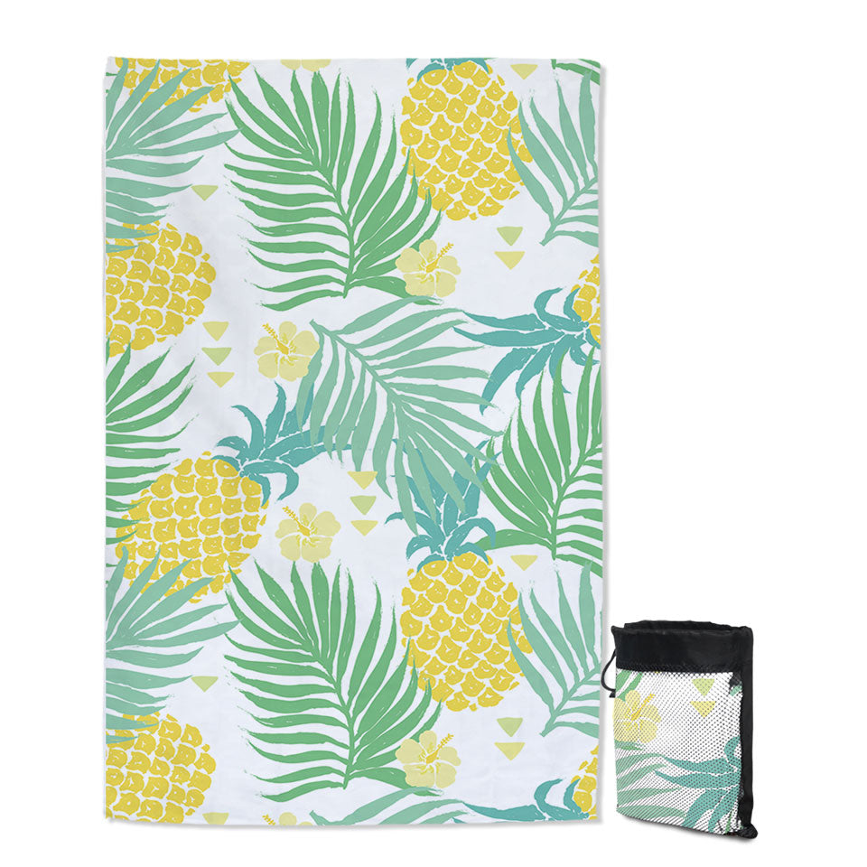 Tropical Mood Pineapple and Leaves Thin Beach Towels