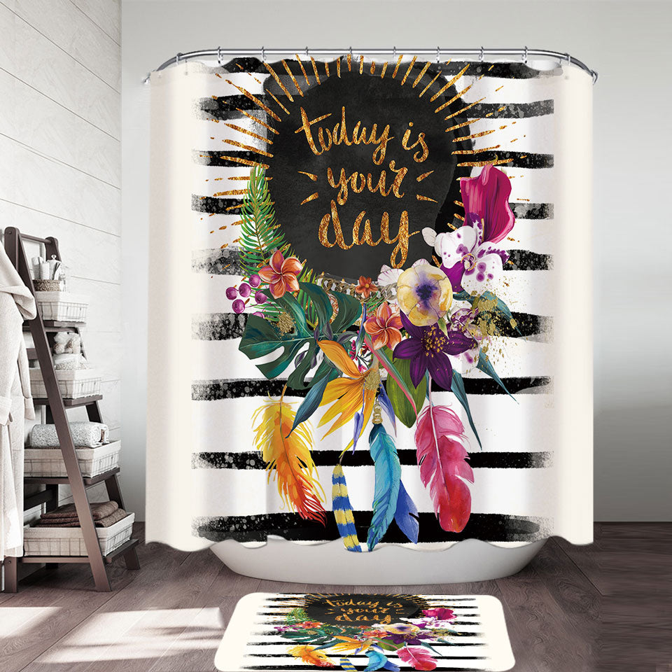 Tropical Shower Curtains with Flowers Encouragement