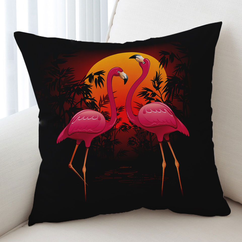 Tropical Sunset Flamingos Cushions