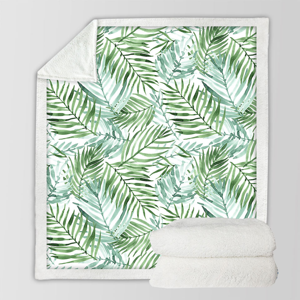 Tropical Throws Green Palm Leaves