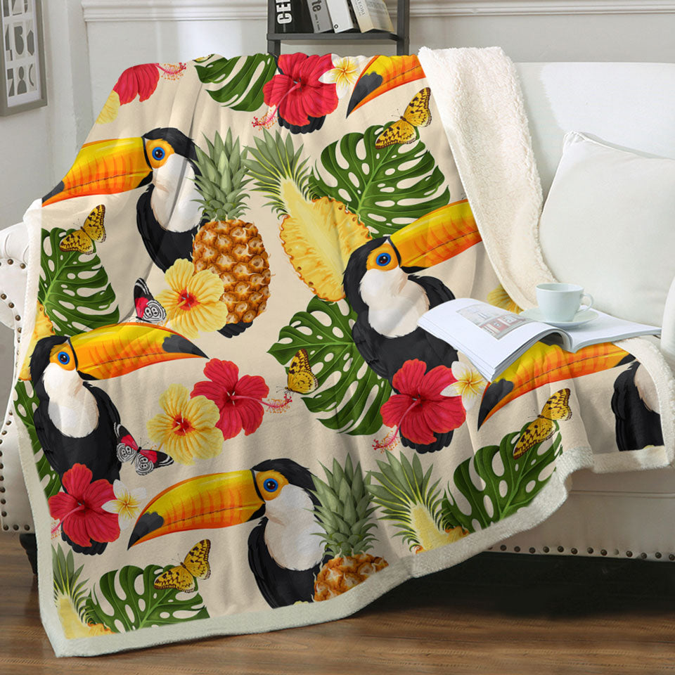Tropical Throws Toucans Tropical Flowers and Pineapple