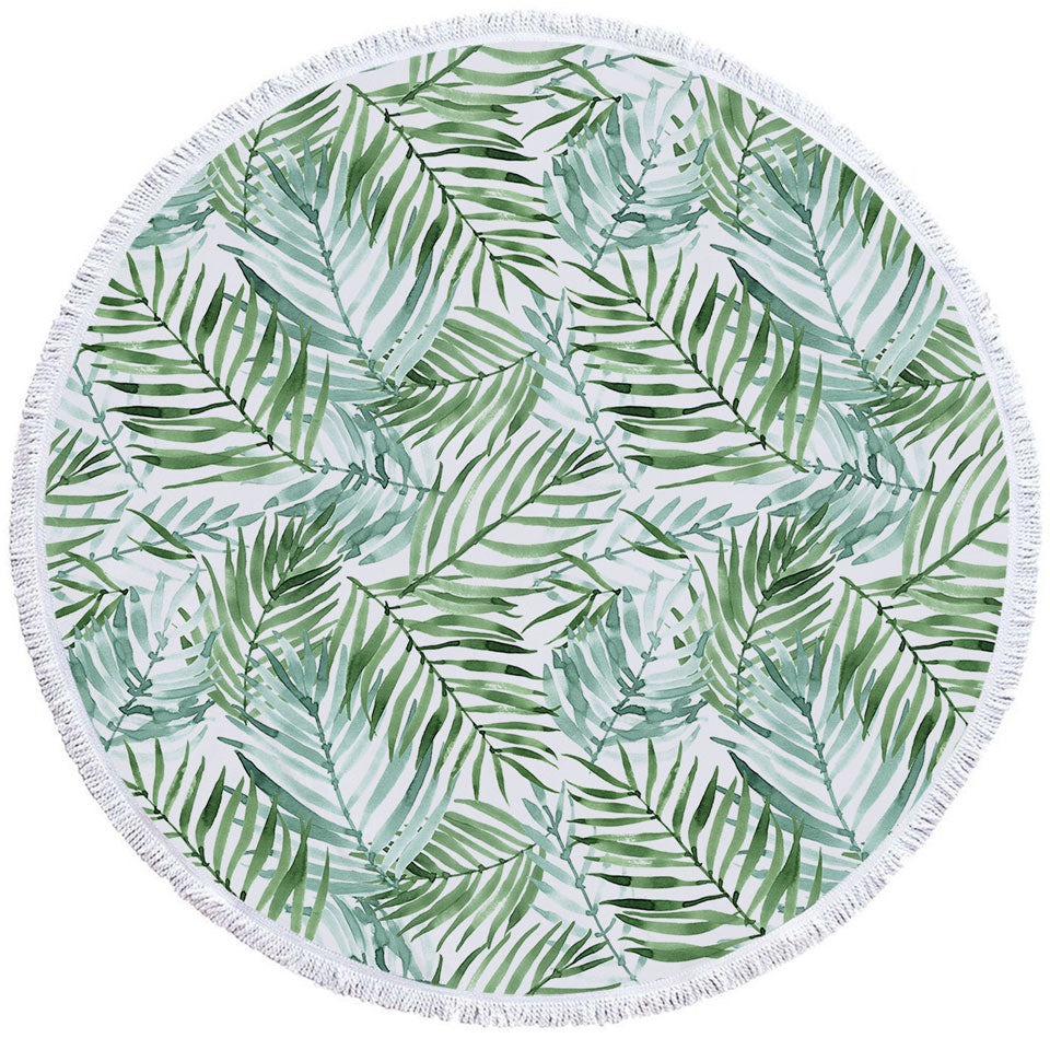 Tropical Travel Beach Towel Green Palm Leaves