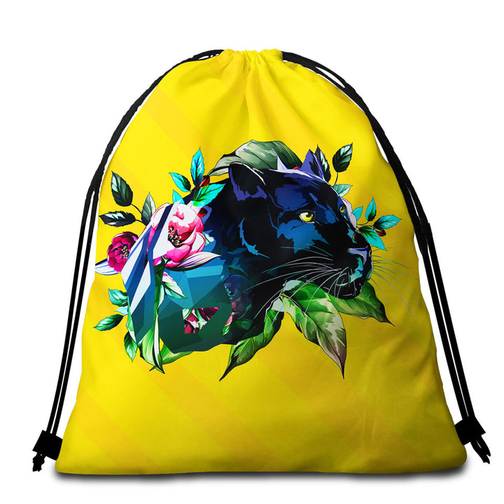 Tropical Vibes Panther Beach Towel Bags
