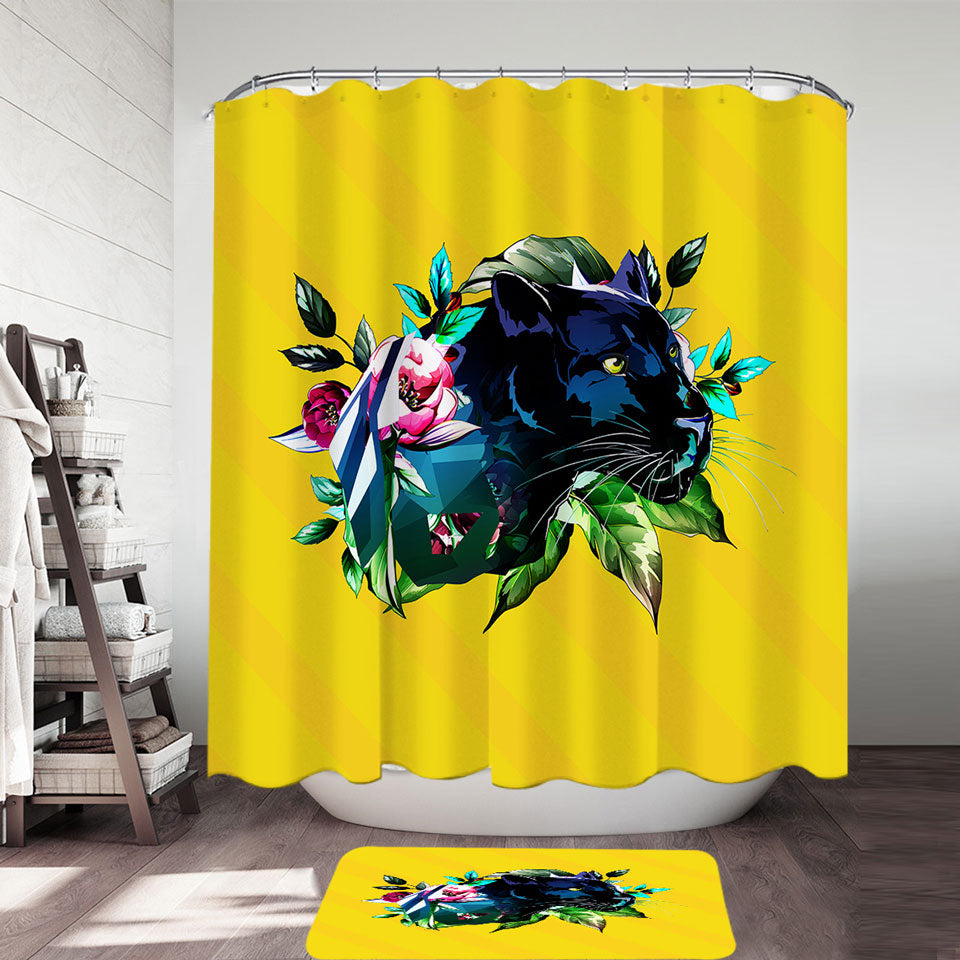 Tropical Vibes Panther Shower Curtain