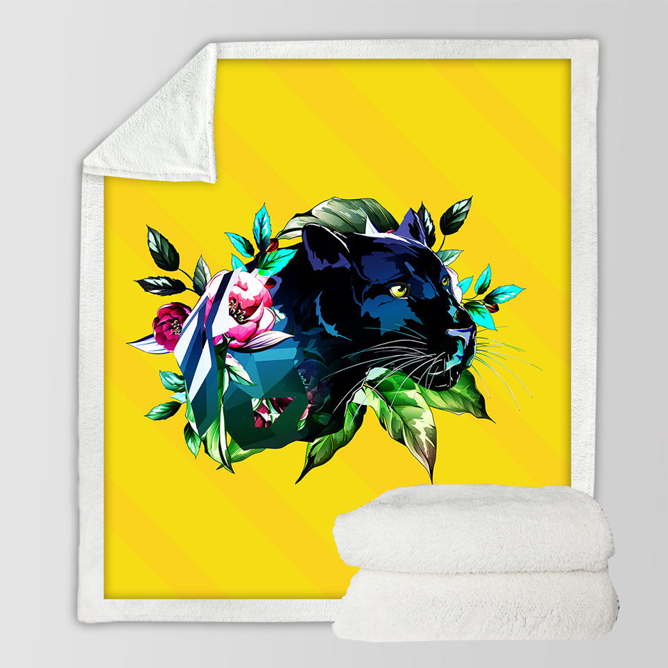 Tropical Vibes Panther Throw Blanket