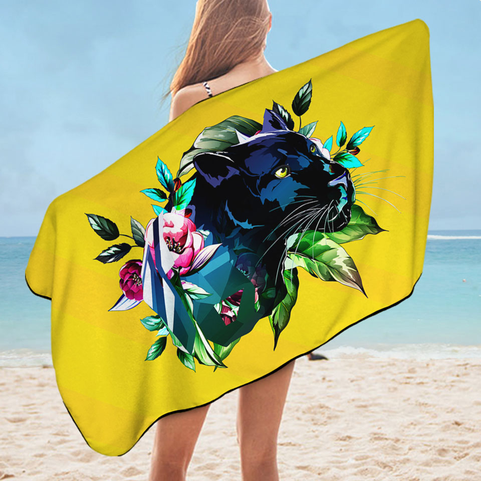 Tropical Vibes Panther Travel Beach Towel