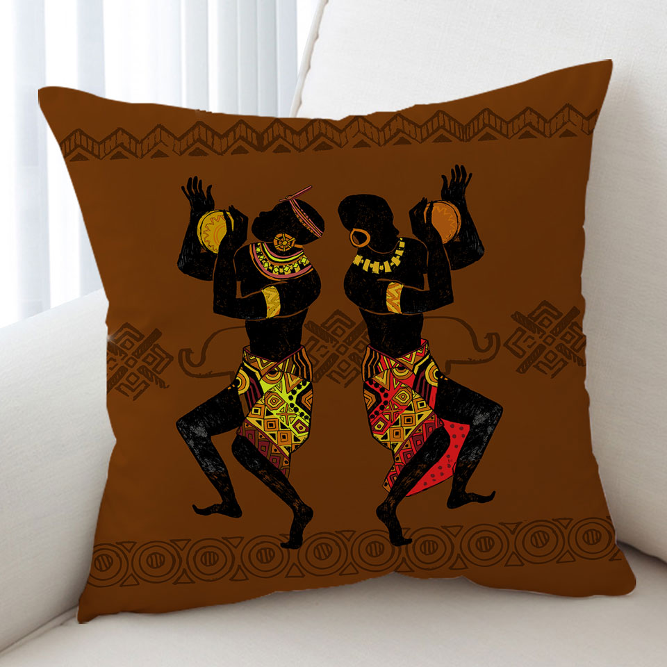Two Dancing African Men Cushion