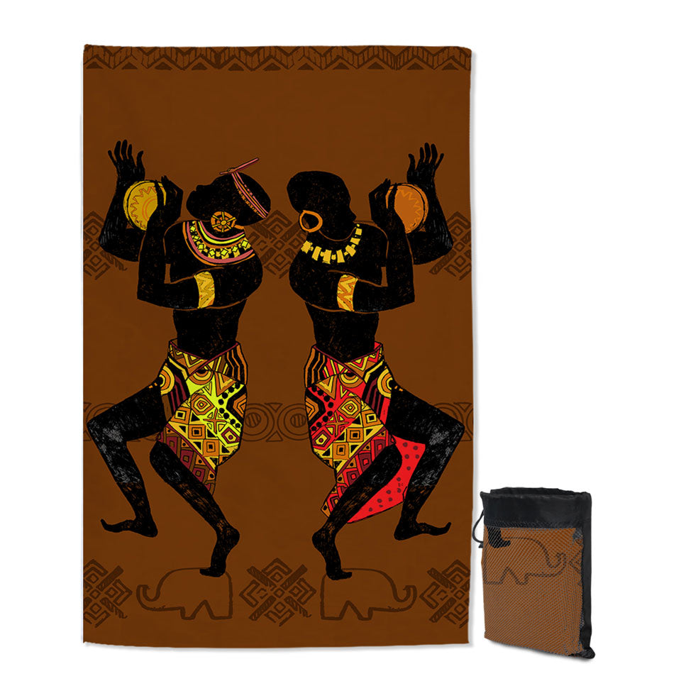 Two Dancing African Men Giant Beach Towel
