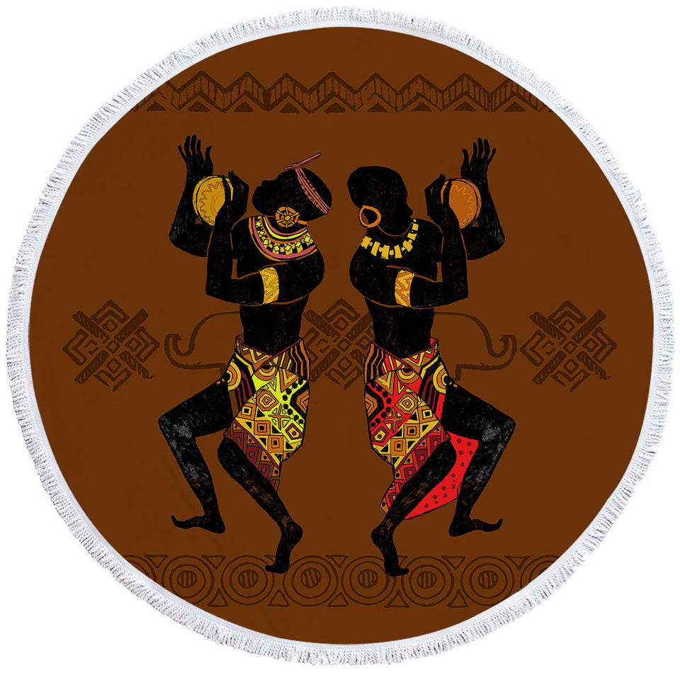 Two Dancing African Men Round Towel