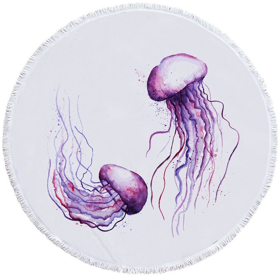 Two Purple Jellyfish Beach Towels