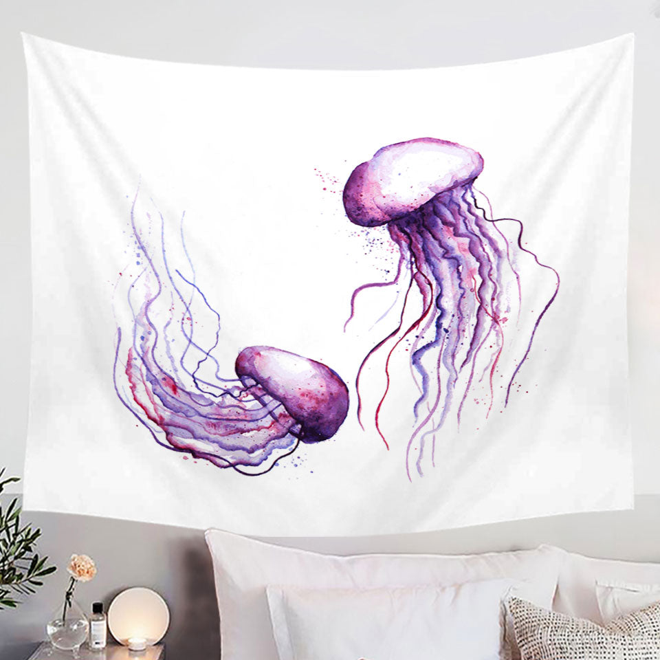 Two Purple Jellyfish Tapestry