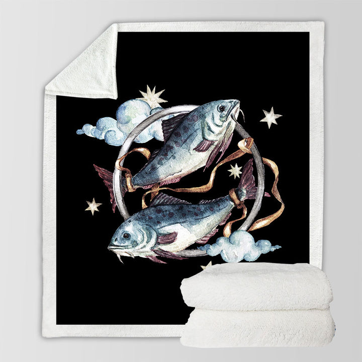 Two Tied Fish Throw Blanket