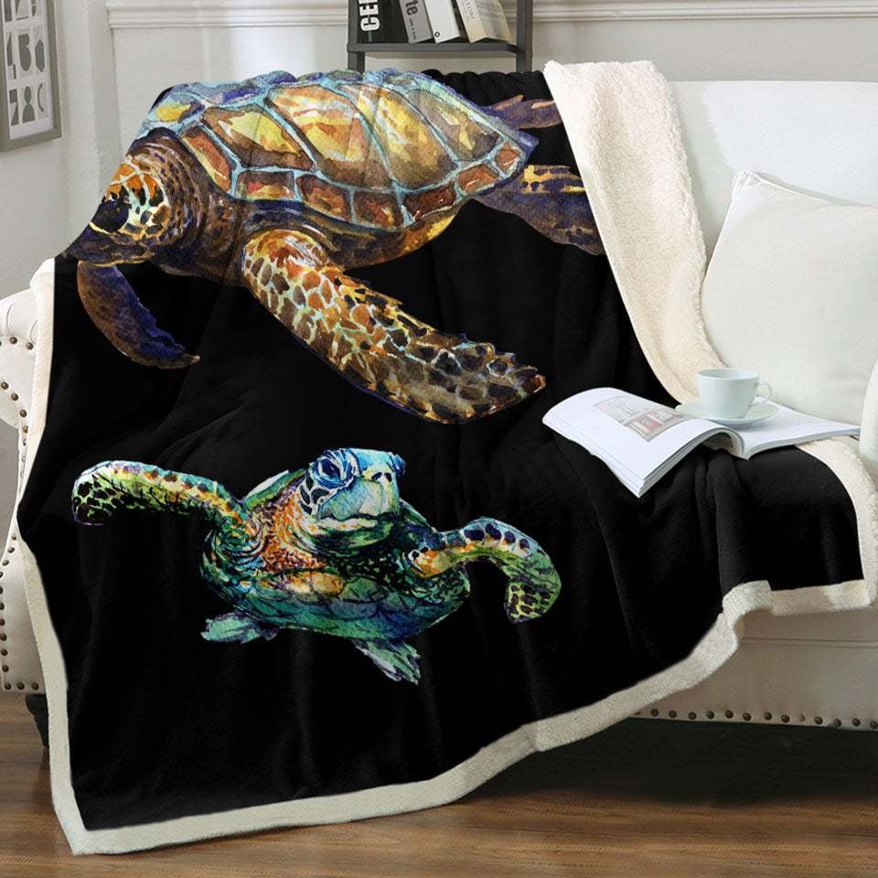 Two Turtles Throw Blankets