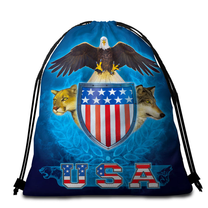 USA Beach Bags and Towels Trinity Eagle Leopard Wolf