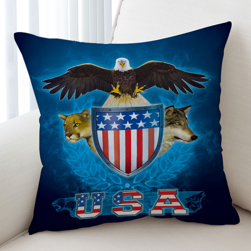 USA Cushion Covers Trinity Eagle Leopard Wolf