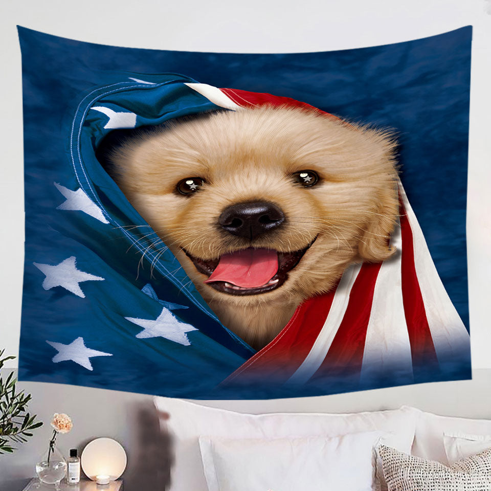 USA-Flag-Cute-Golden-Labrador-Puppy-Tapestry