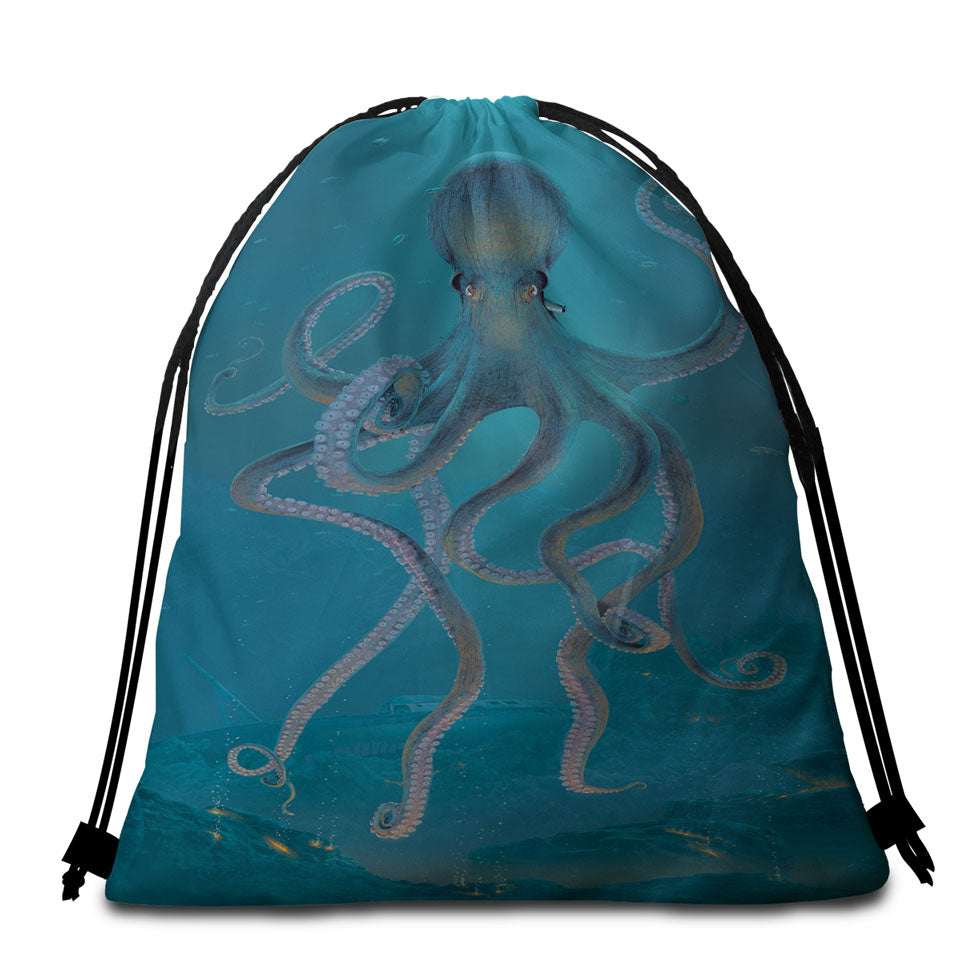Underwater Art Giant Octopus Beach Bags and Towels