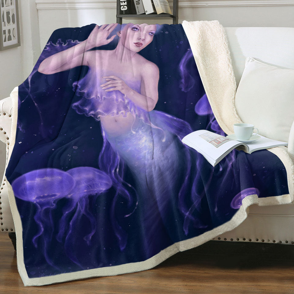 products/Underwater-Art-Purple-Jellyfish-and-Mermaid-Sherpa-Blanket