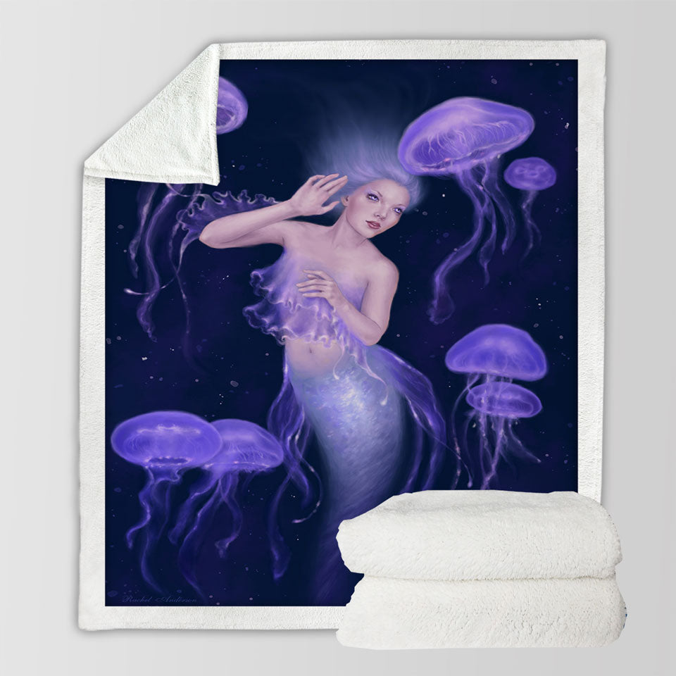 products/Underwater-Art-Purple-Jellyfish-and-Mermaid-Throw-Blanket