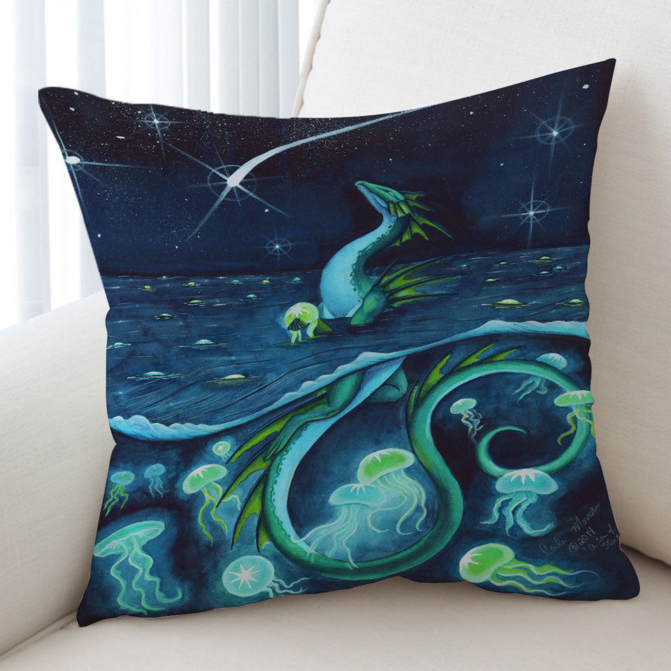 Underwater Cushions Sea of Stars Jellyfish and Dragon